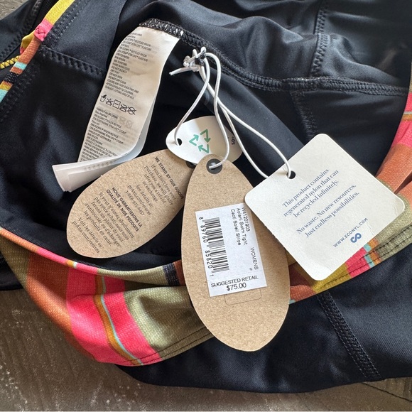 Prana Women’s Aolani Swim Tights Black / Multi-Color Legging NWT Size Med Beach - Picture 4 of 10